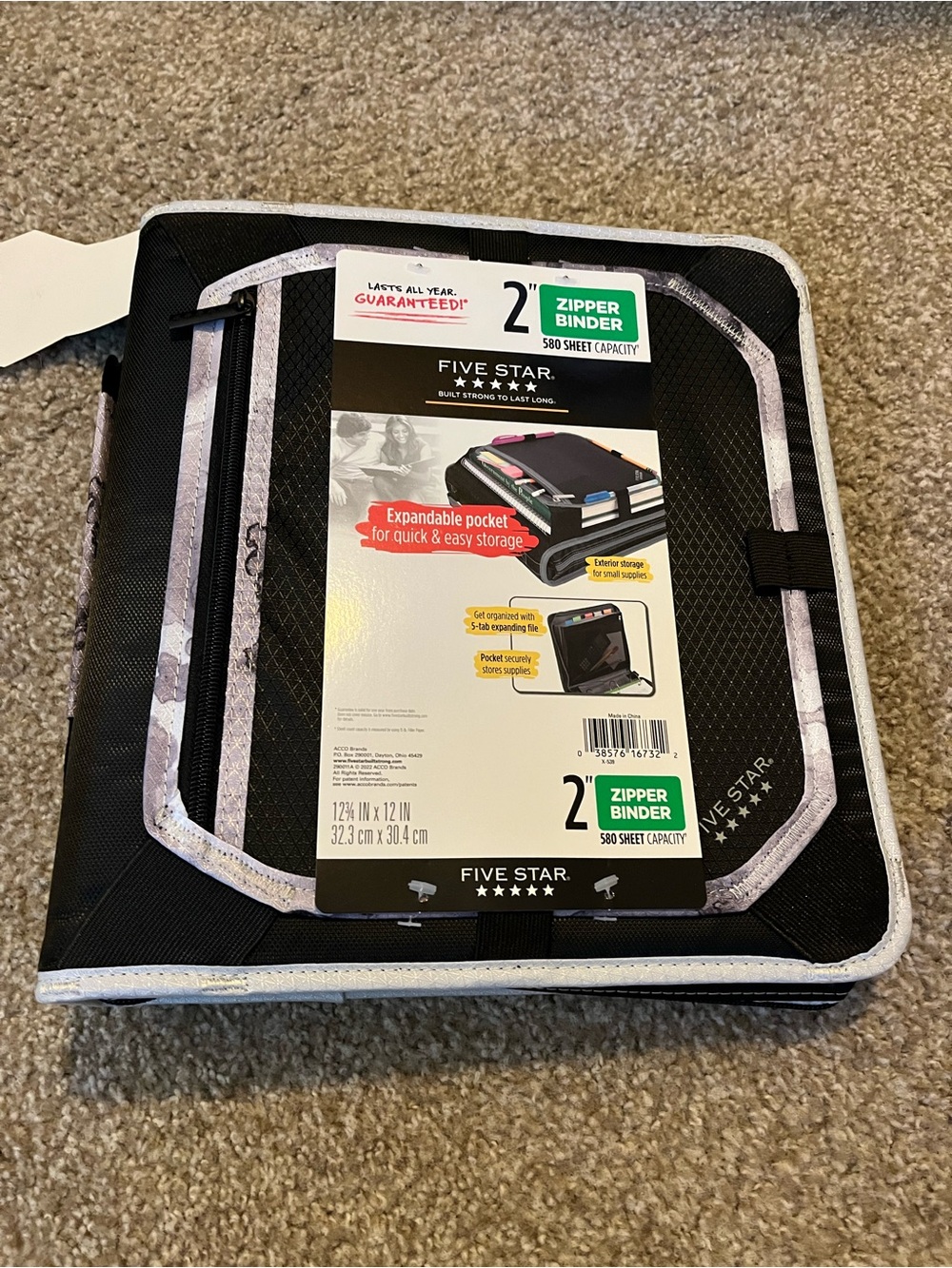 NWT Five Star Mead 2 inch Black Zipper Binder